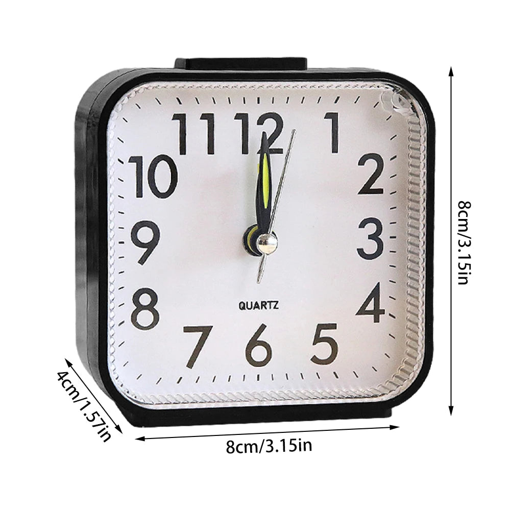 Square Analog Display Home Decor Bedroom Night Light Alarm Clock Daily Non Ticking Battery Operated Alarm Clock Small Night Lamp - Slobuy