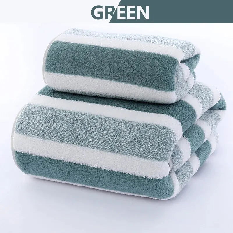 Striped Pattern Towel Set Soft Hand Towel Bath Towel Quick Drying Absorbent Towels For Bathroom - Slobuy