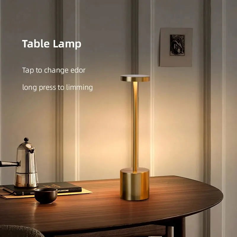 Touch Sensor LED Table Lamp USB Rechargeable Desk Lamp 3 Color Adjustable Temperatures Modern Style Bar Bedside Night Light - Slobuy