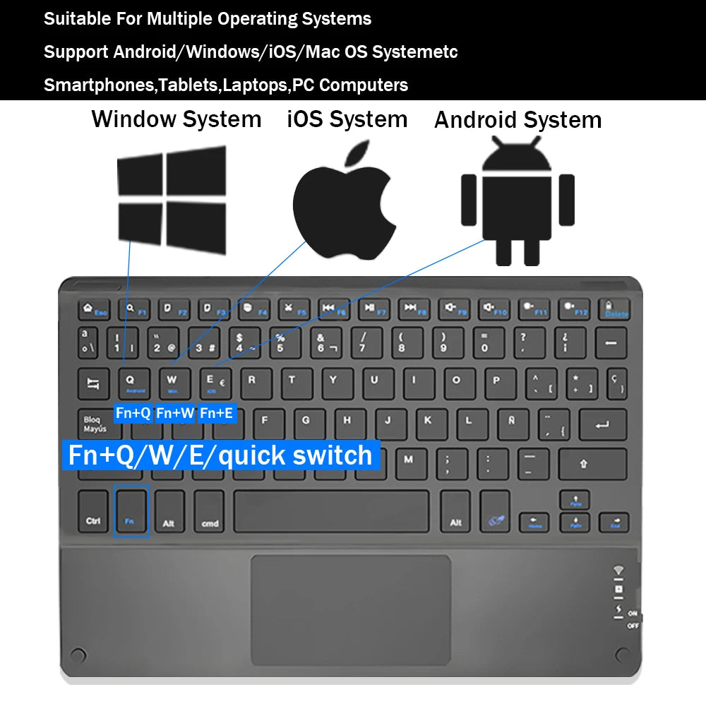 TrackPad Bluetooth Keyboard With Mouse For IOS Android Windows Wireless Keyboard For Tablet Phone Accessories For iPad Keyboard - Slobuy