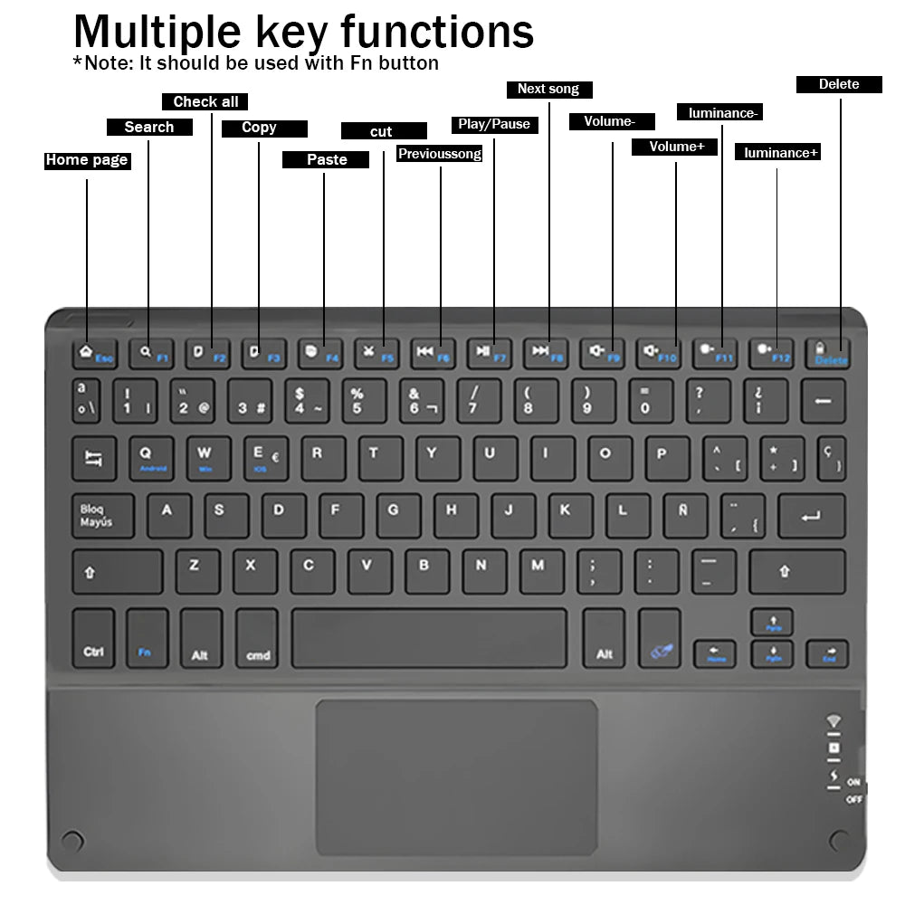 TrackPad Bluetooth Keyboard With Mouse For IOS Android Windows Wireless Keyboard For Tablet Phone Accessories For iPad Keyboard - Slobuy