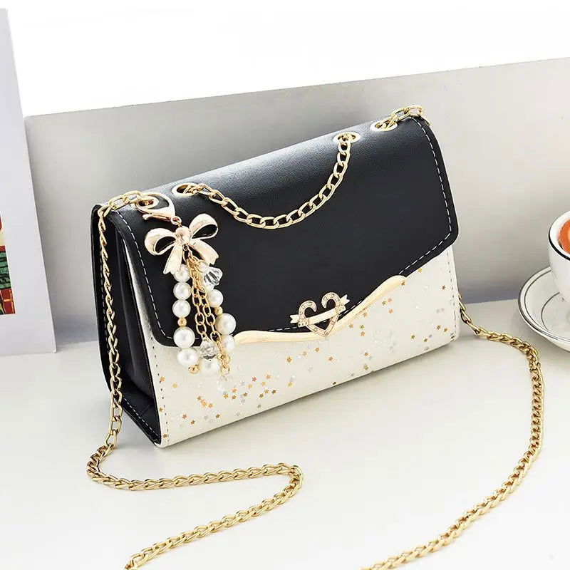 Trendy Fashion Ladies Crossbody Small Square Bag Girls Shoulder Bag Cross Square Tassel Pendant Sequin Embellished PU Polyester - Slobuy