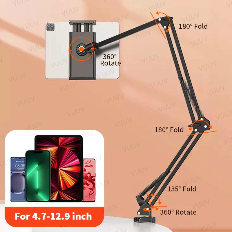 VUUV Tablet Holder iPad Desk Stand with 360° Adjustable Foldable Metal Arm Tablet Bracket for Xiaomi Samsung iPad Accessories - Slobuy