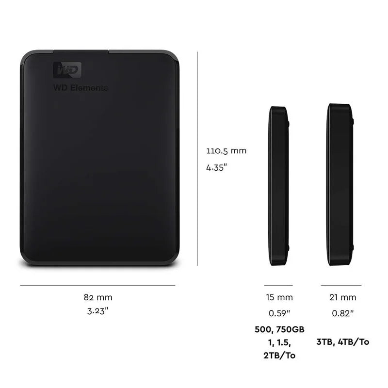 WD Elements 500GB Portable External Hard Drive Disk USB 3.0 HD HDD Capacity SATA Storage Device Original for Computer PC PS4 TV - Slobuy