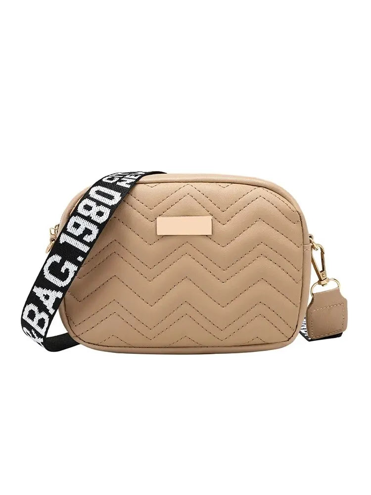 Wave Embroidery Square Bag Shoulder Strap With Printed Large Capacity Shoulder Crossbody Bag for Women - Slobuy