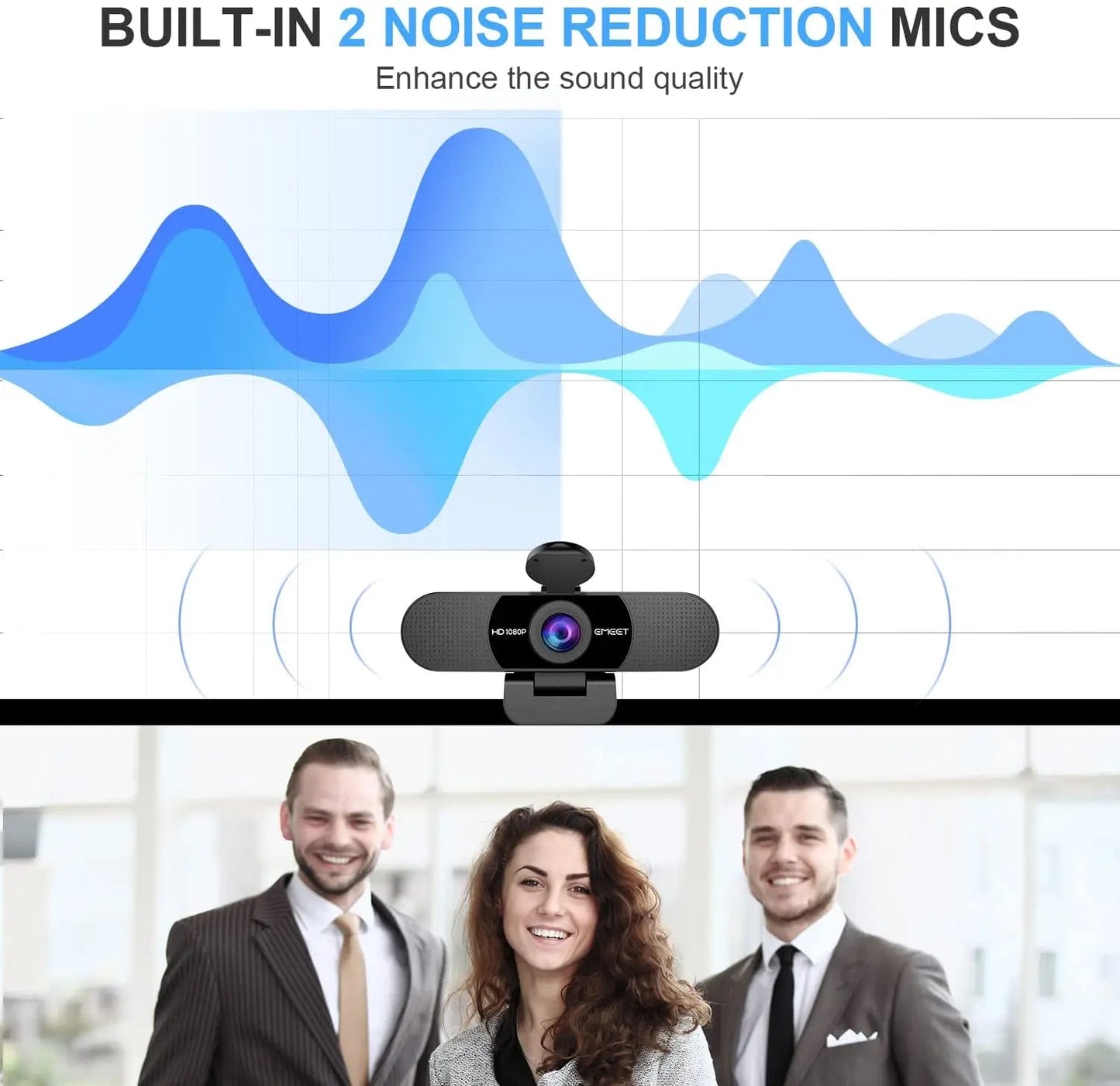 Webcam 1080P HD Streaming USB Computer Web Cam EMEET Mini Camera with Microphones for PC Desktop Laptop Video Meeting - Slobuy