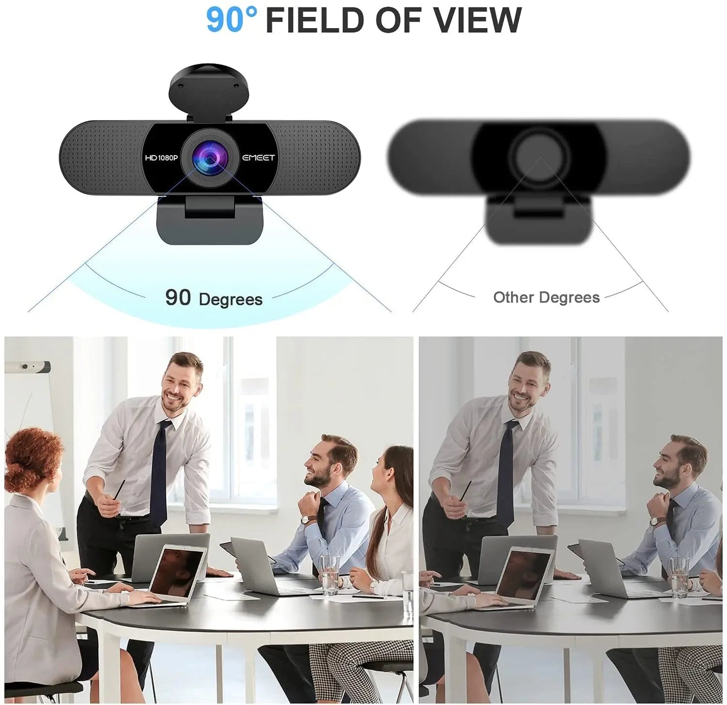 Webcam 1080P HD Streaming USB Computer Web Cam EMEET Mini Camera with Microphones for PC Desktop Laptop Video Meeting - Slobuy