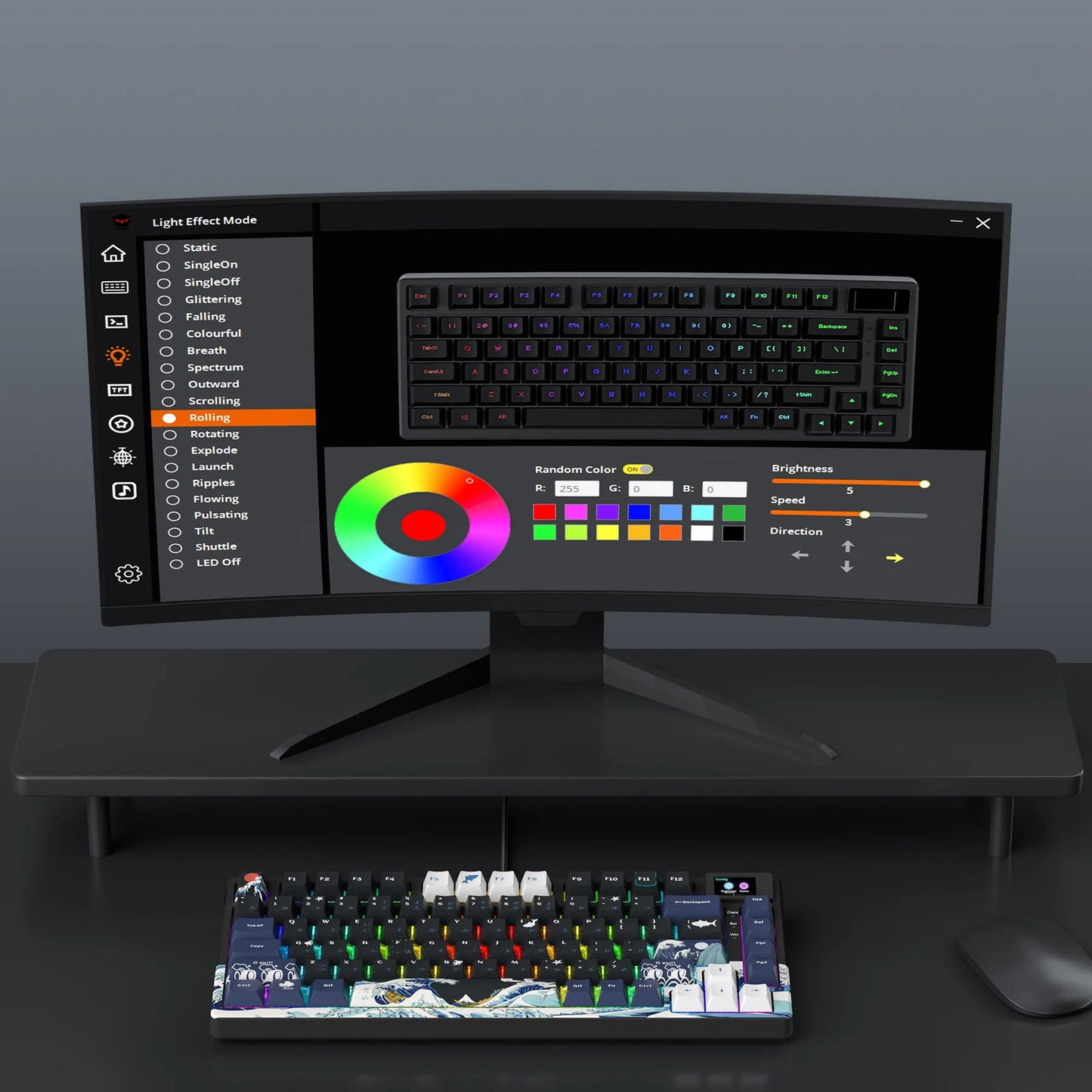 Wired Mechanical Gaming Keyboard with OLED Display Full Key Hot-Swappable Pudding RGB Backlit Keyboard for PC Computer Laptop - Slobuy