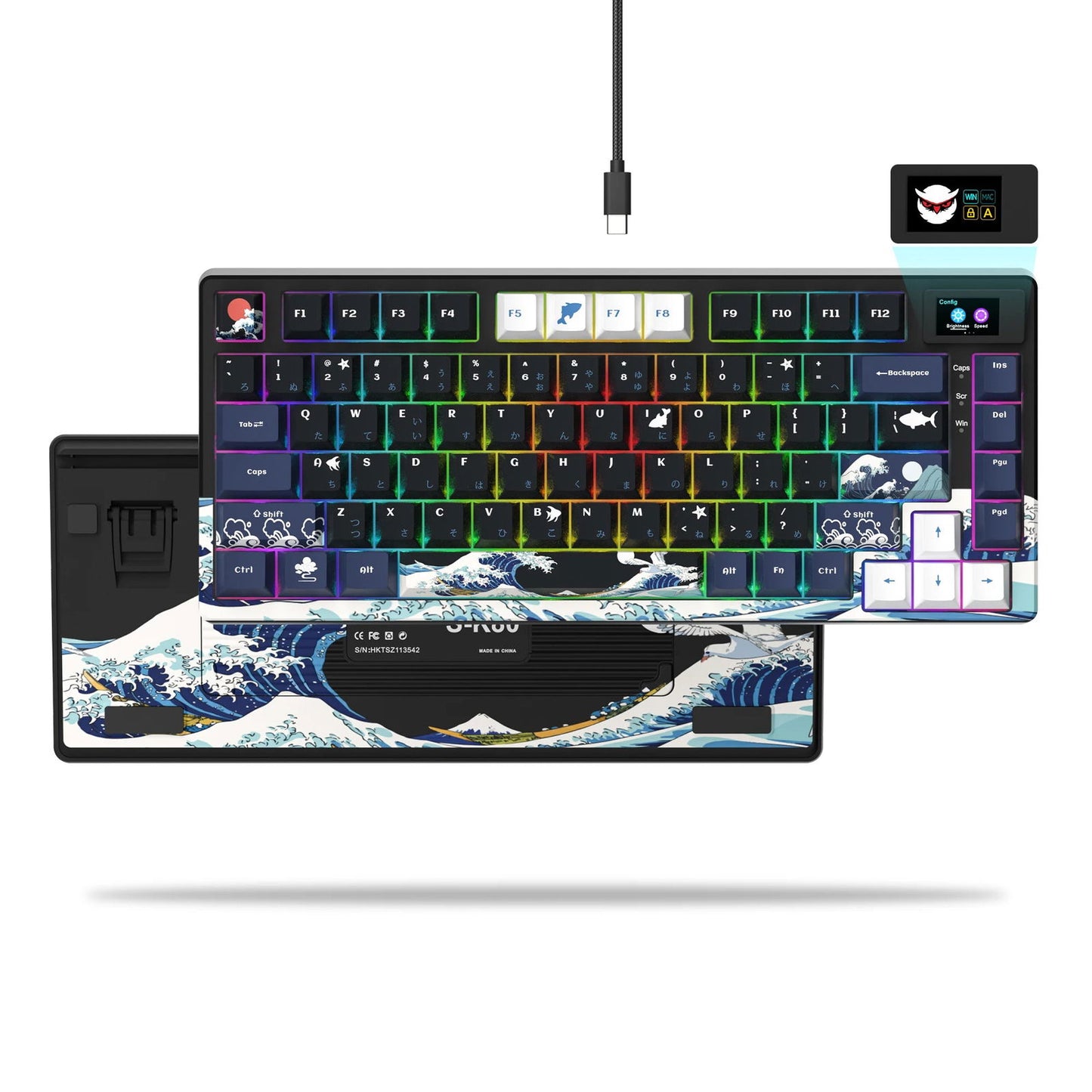 Wired Mechanical Gaming Keyboard with OLED Display Full Key Hot-Swappable Pudding RGB Backlit Keyboard for PC Computer Laptop - Slobuy