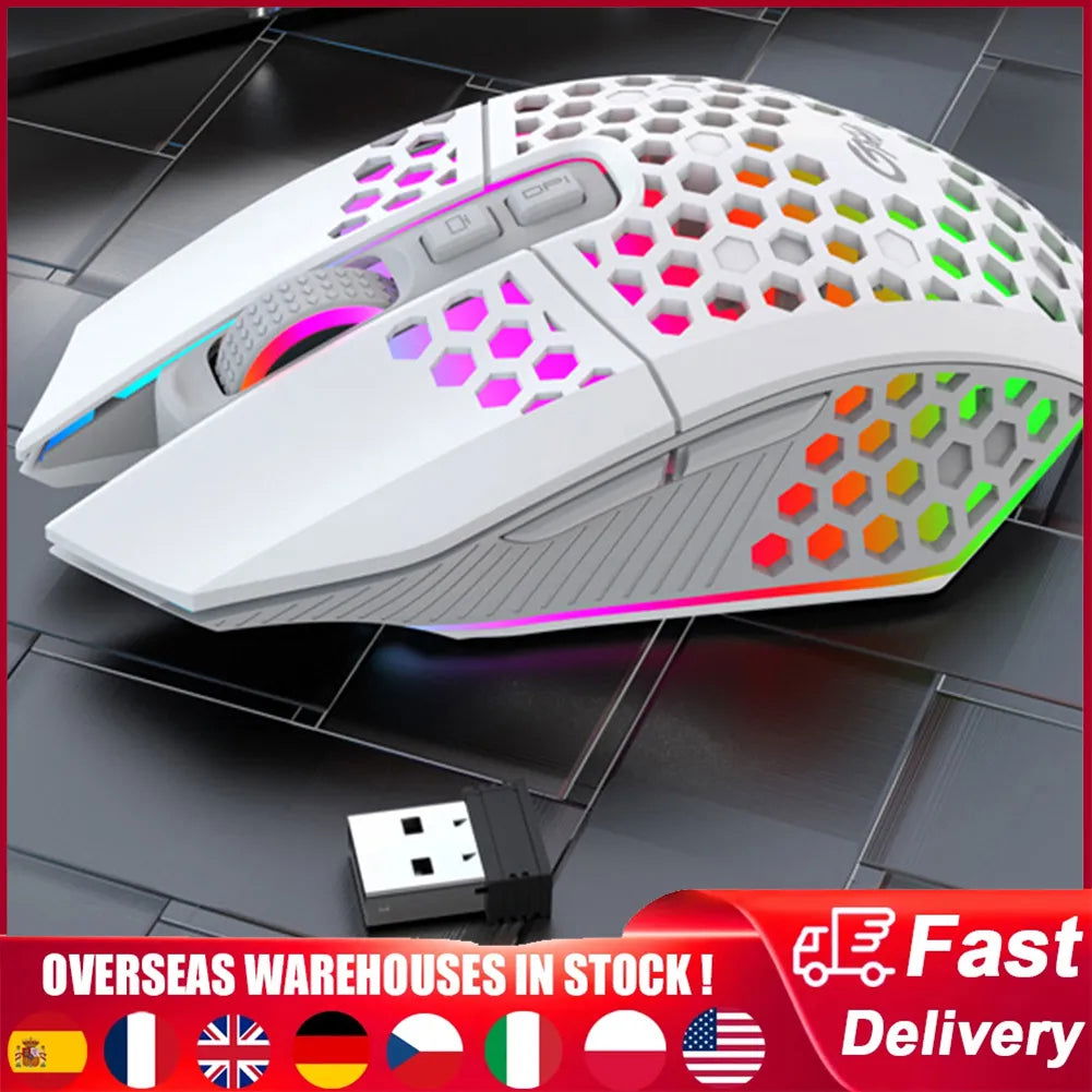 Wireless Gaming Mouse 3 Gears X801 8 Buttons 1600 DPI Adjustable RGB Rechargeable Computer Mice for Household Computer Accessory - Slobuy