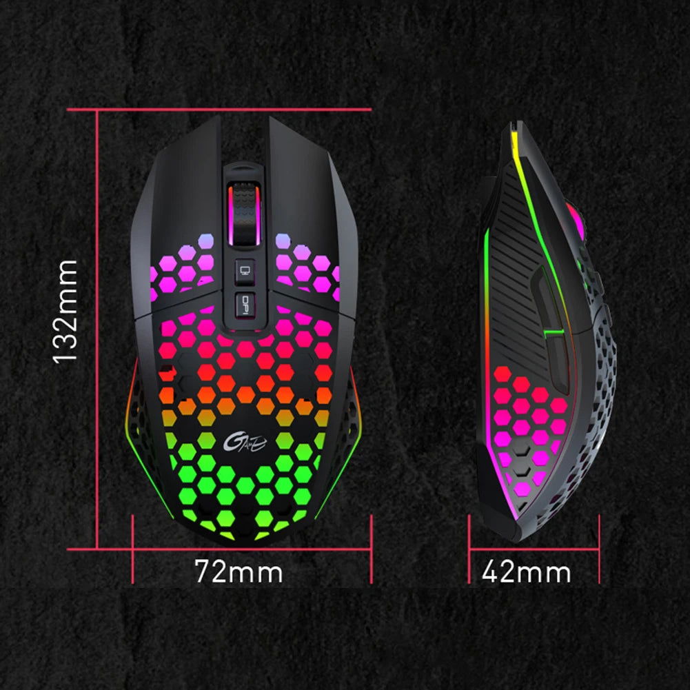 Wireless Gaming Mouse 3 Gears X801 8 Buttons 1600 DPI Adjustable RGB Rechargeable Computer Mice for Household Computer Accessory - Slobuy