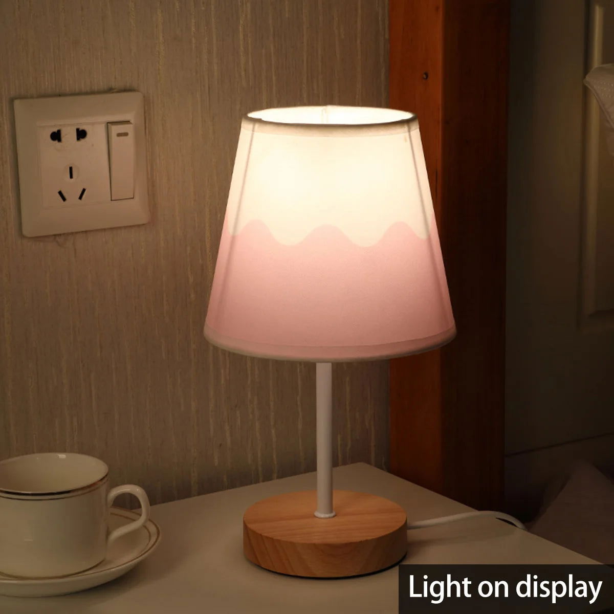 Wooden Table Lamp USB Powered Nightstand Lamp Warm Light Bedside Lamp With Cylinder Lamp Shade Desk Light Bedroom Home Decor - Slobuy
