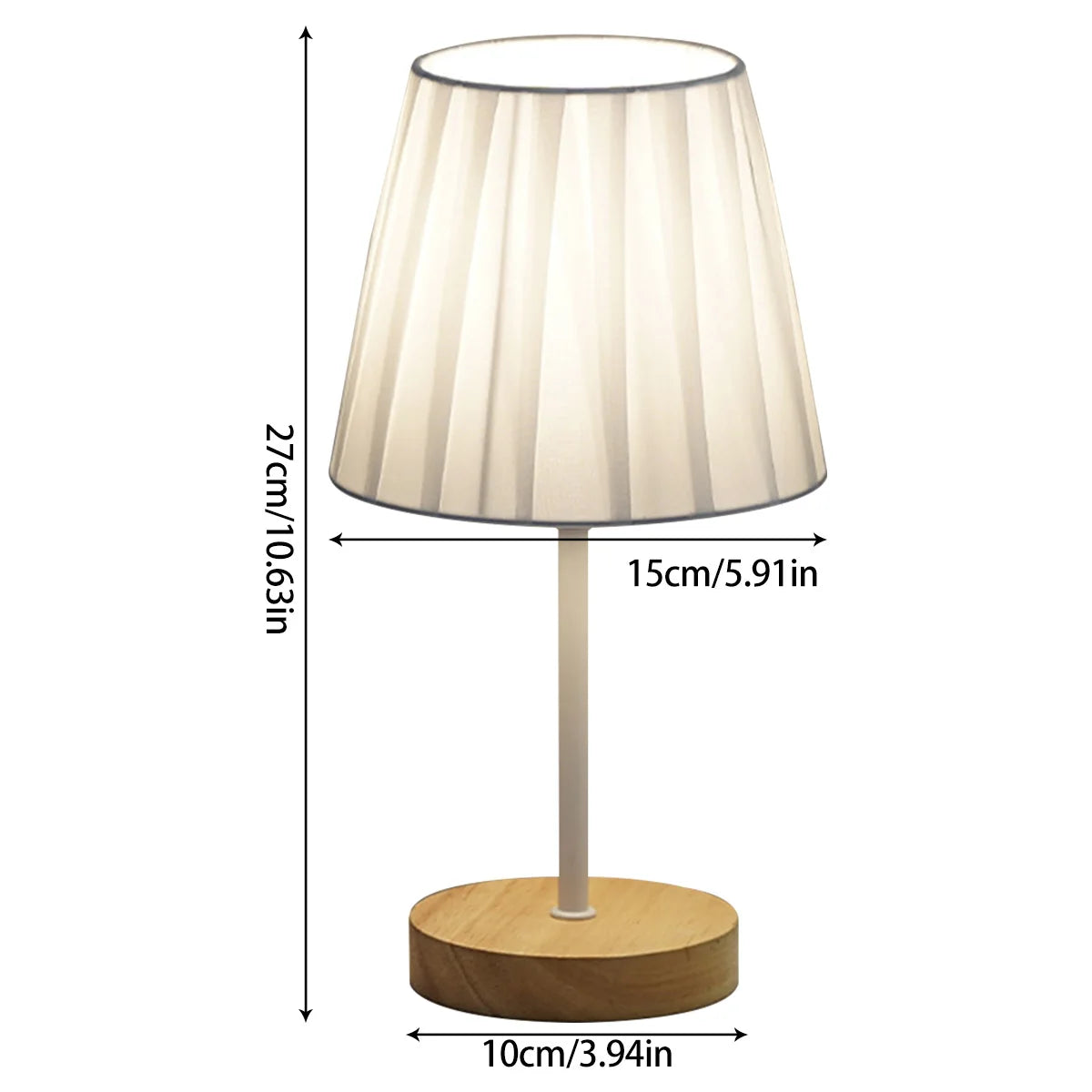 Wooden Table Lamp USB Powered Nightstand Lamp Warm Light Bedside Lamp With Cylinder Lamp Shade Desk Light Bedroom Home Decor - Slobuy