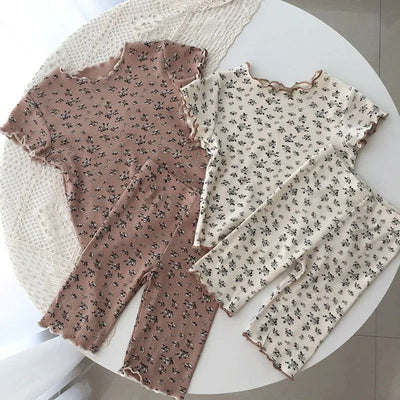 0-12 Years Old 2pcs Summer Baby Girls Children Kids Print Floral Lounge Sleepwear Fashion Shorts Set Clothes - Slobuy