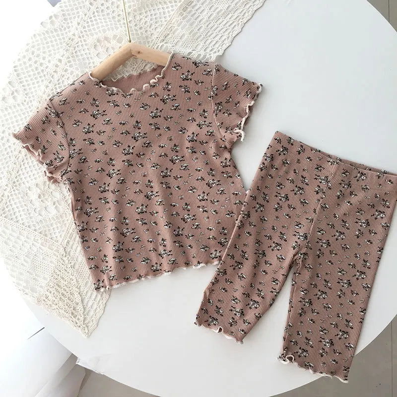 0-12 Years Old 2pcs Summer Baby Girls Children Kids Print Floral Lounge Sleepwear Fashion Shorts Set Clothes - Slobuy