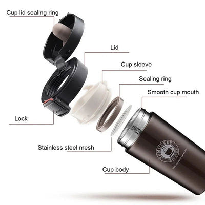0.5L Thermal Mug Double Wall 304 Stainless Steel Coffee Cup Tea Vacuum Flask Thermos Water Bottle Leak-proof Thermos Mug Coffee - Slobuy