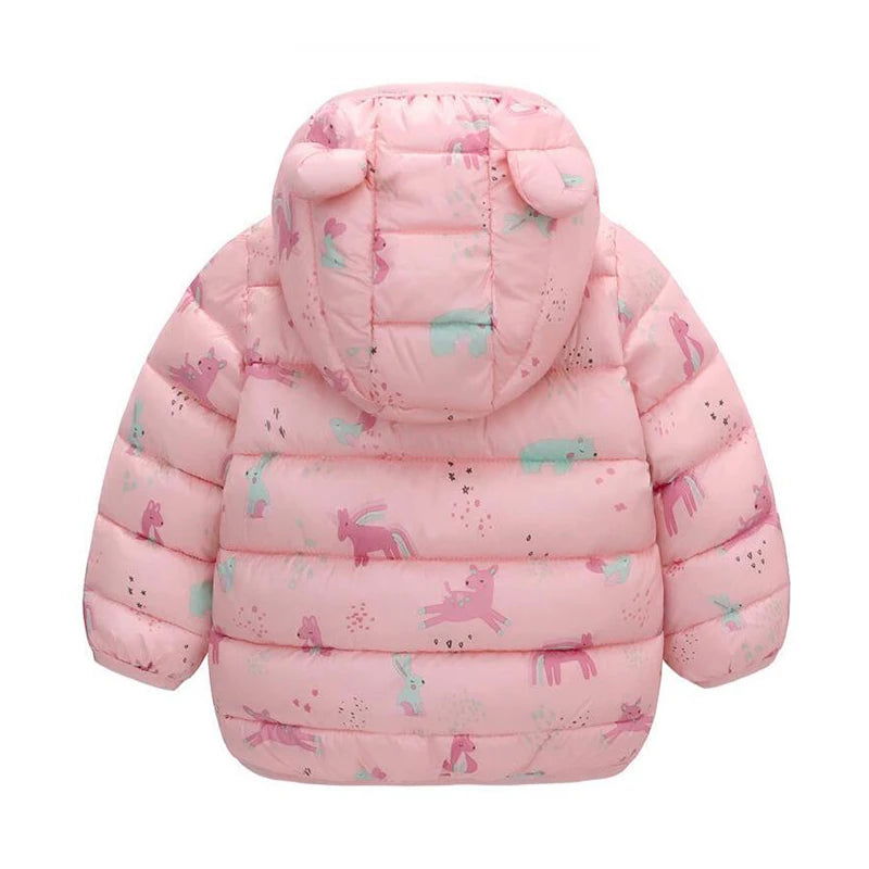 1-5 Years Baby Boy Hooded Lightweight Down Jacket Kids Girl Cartoon Dinosaur Zipper Coats Autumn Winter Warm Christmas Outerwear - Slobuy