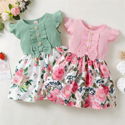 1-5 Years Little Girl Princess Dress Clothing Baby Girl Sleeveless Floral Fashion Dress Children Girl Daily Holiday Clothes - Slobuy
