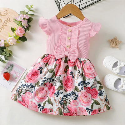 1-5 Years Little Girl Princess Dress Clothing Baby Girl Sleeveless Floral Fashion Dress Children Girl Daily Holiday Clothes - Slobuy