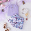 1-6 Years old Sleeveless Purple Vest Butterfly printing Short Pants Outfit Toddler Infant Fashion Clothing Suit For Kids Girl - Slobuy