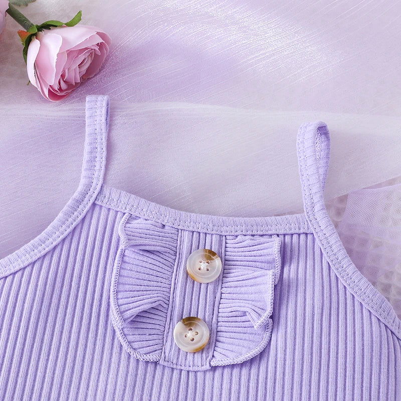 1-6 Years old Sleeveless Purple Vest Butterfly printing Short Pants Outfit Toddler Infant Fashion Clothing Suit For Kids Girl - Slobuy