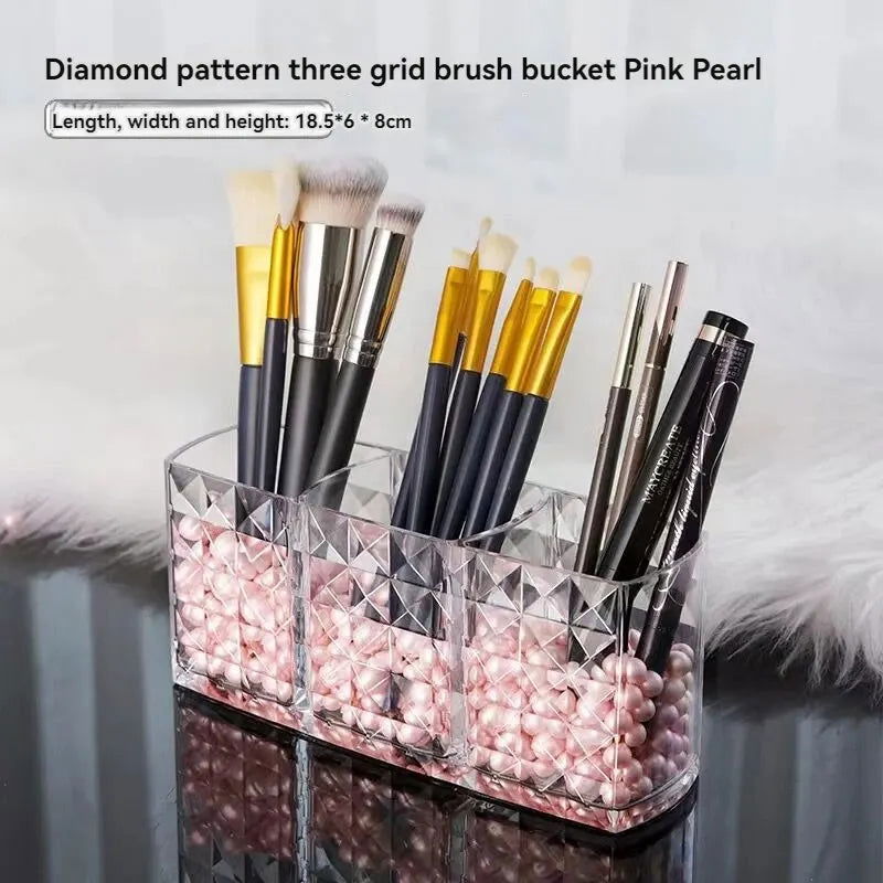 1-piece Diamond Patterned Mirror Cabinet Storage Box, Bathroom, Bathroom, Cosmetics, Lipstick Storage Rack - Slobuy