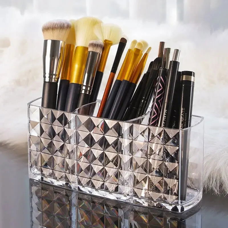 1-piece Diamond Patterned Mirror Cabinet Storage Box, Bathroom, Bathroom, Cosmetics, Lipstick Storage Rack - Slobuy