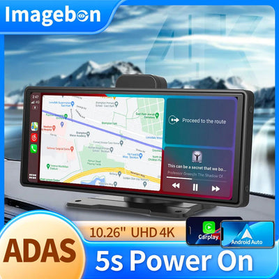 10.26" 4K Dash Cam ADAS Wireless Carplay & Android Auto Car DVR 5G WiFi GPS Navigation Rearview Camera Dashboard Video Recorder - Slobuy