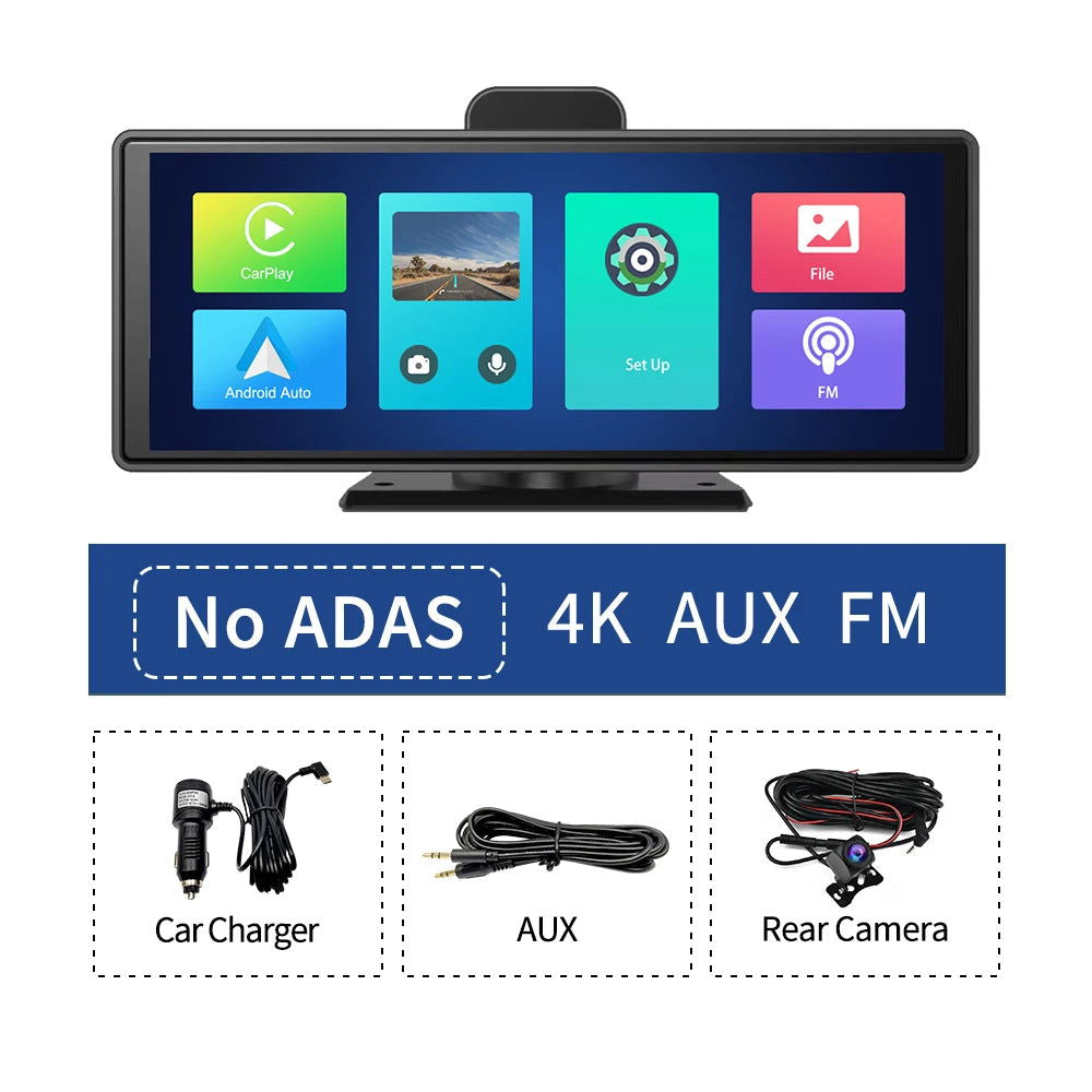 10.26" 4K Dash Cam ADAS Wireless Carplay & Android Auto Car DVR 5G WiFi GPS Navigation Rearview Camera Dashboard Video Recorder - Slobuy