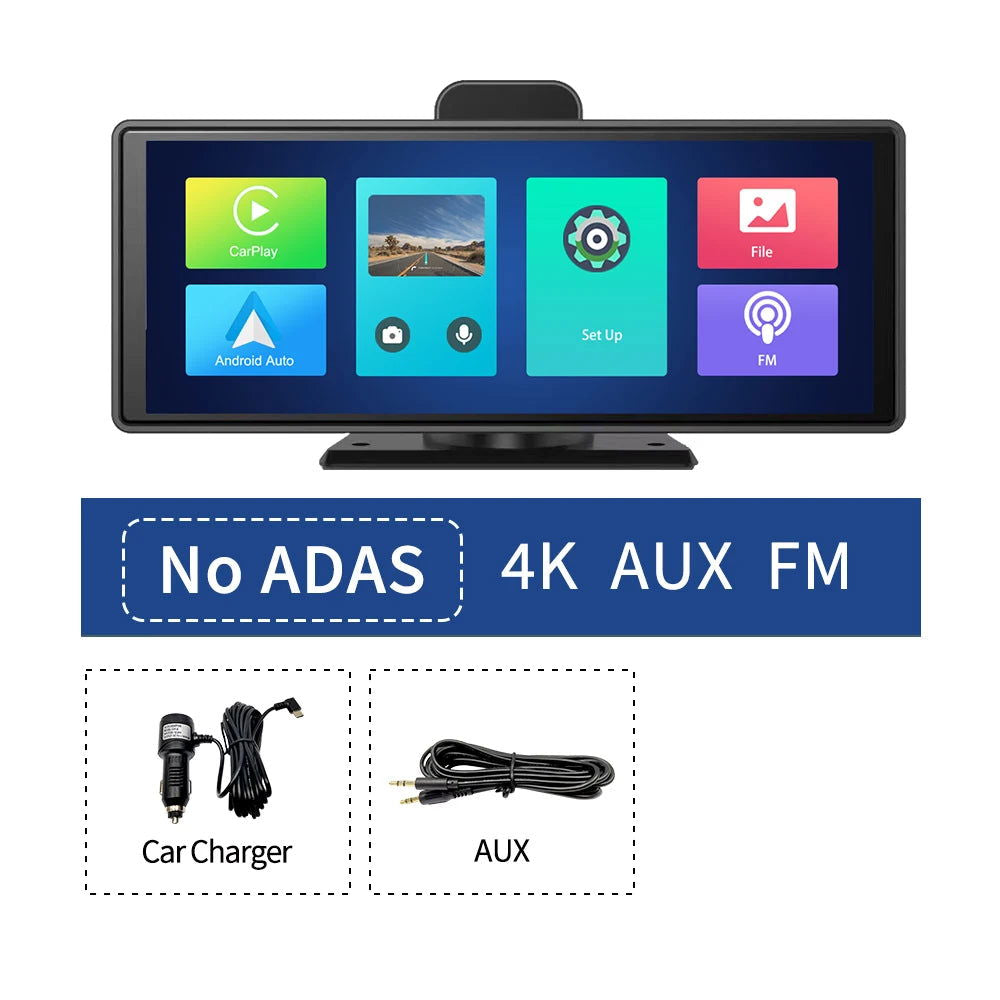 10.26" 4K Dash Cam ADAS Wireless Carplay & Android Auto Car DVR 5G WiFi GPS Navigation Rearview Camera Dashboard Video Recorder - Slobuy