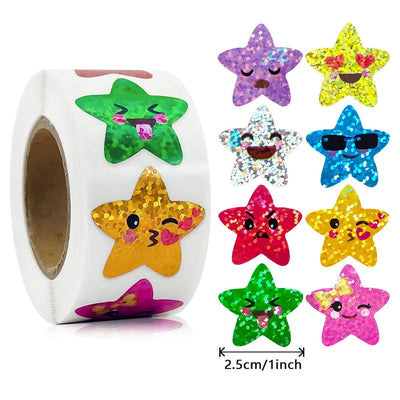 100-500pcs Glitter Star Stickers for Kids School Teacher Reward Sticker Party Decor Small Business Label Scrapbooking Stickers - Slobuy