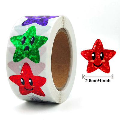 100-500pcs Glitter Star Stickers for Kids School Teacher Reward Sticker Party Decor Small Business Label Scrapbooking Stickers - Slobuy