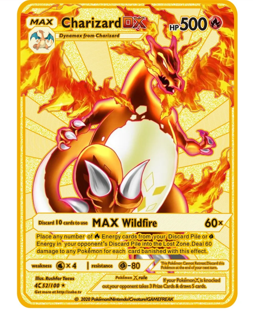 10000 Arceus Vmax DIY Golden Pokemon Cards in Spanish Iron Metal Pokmo Letters Kids Gift Game Collection Cards - Slobuy