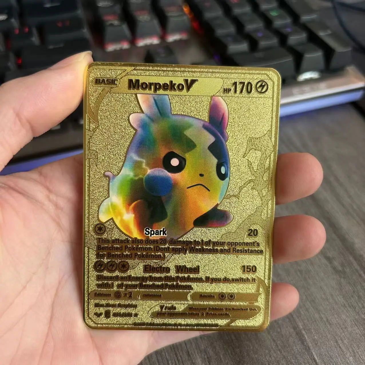 10000 Arceus Vmax DIY Golden Pokemon Cards in Spanish Iron Metal Pokmo Letters Kids Gift Game Collection Cards - Slobuy