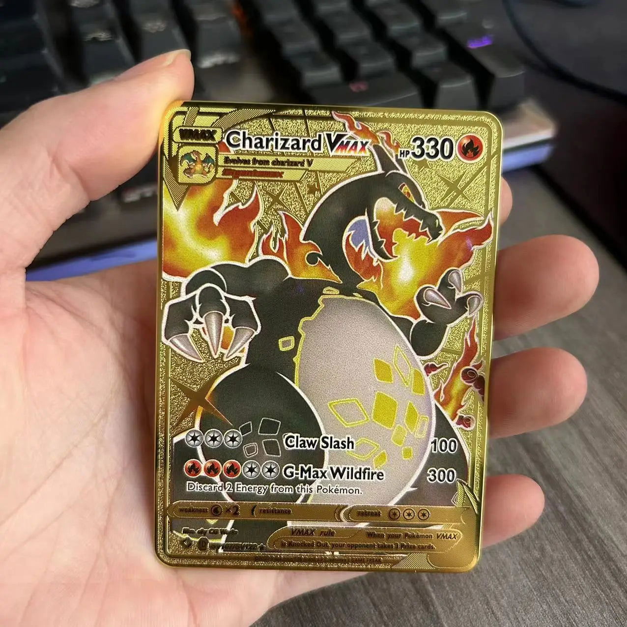 10000 Arceus Vmax DIY Golden Pokemon Cards in Spanish Iron Metal Pokmo Letters Kids Gift Game Collection Cards - Slobuy