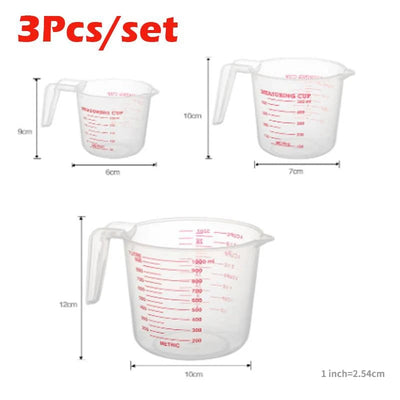 3pcs 250/500/1000ml Baking Liquid Measuring Cups PVC Scale Cup Plastic Measuring Volume Beaker Kitchen Baking Tools - Slobuy
