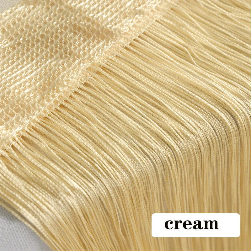 100CM X 200CM Thread Curtains Screen Ribbon String Divider Blind for Living Room Door Wall Window Panel Tassel Curtain - Slobuy