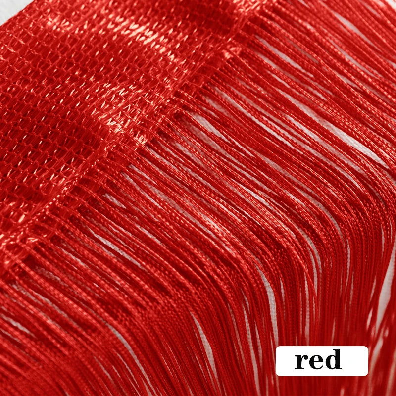 100CM X 200CM Thread Curtains Screen Ribbon String Divider Blind for Living Room Door Wall Window Panel Tassel Curtain - Slobuy