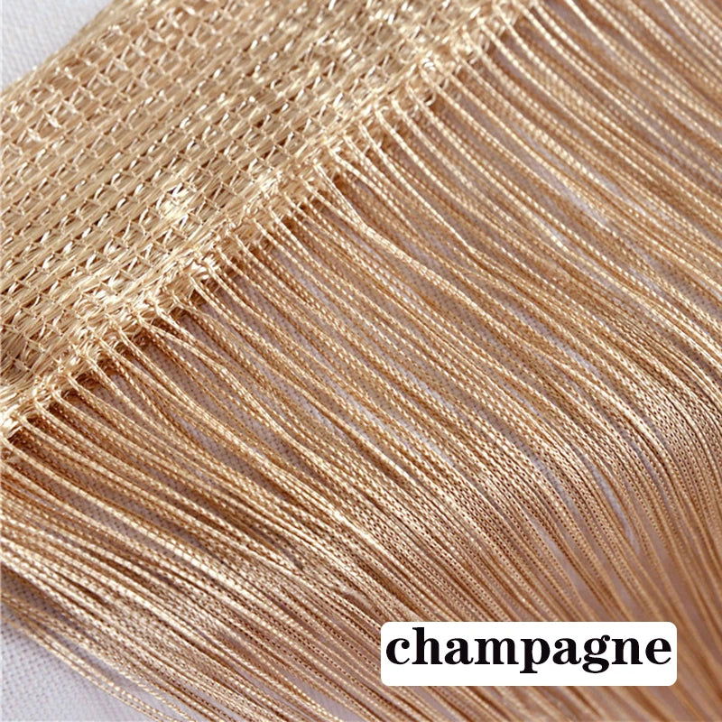 100CM X 200CM Thread Curtains Screen Ribbon String Divider Blind for Living Room Door Wall Window Panel Tassel Curtain - Slobuy