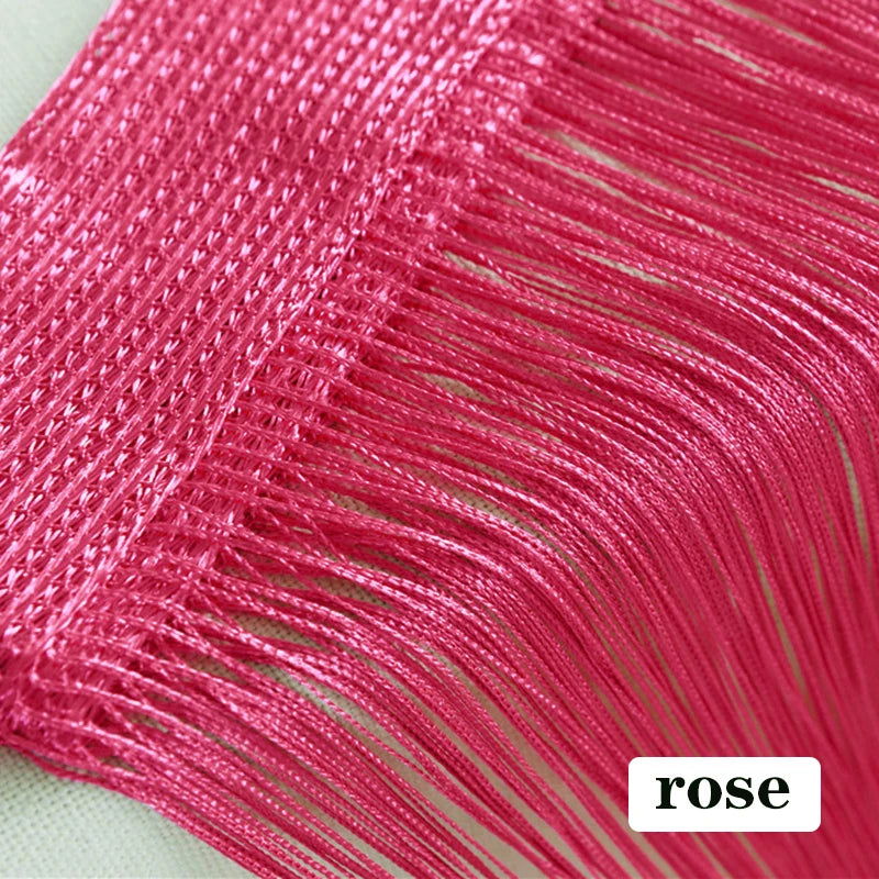 100CM X 200CM Thread Curtains Screen Ribbon String Divider Blind for Living Room Door Wall Window Panel Tassel Curtain - Slobuy