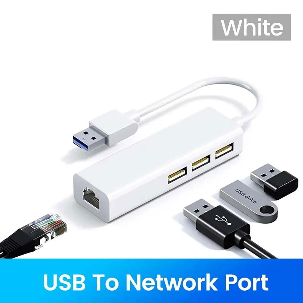 100Mbps USB C Network Card USB To RJ45 Ethernet Lan Adapter 3 USB 2.0 Type C Hub for MacBook Xiaomi Samsung Huawei PC Computer - Slobuy