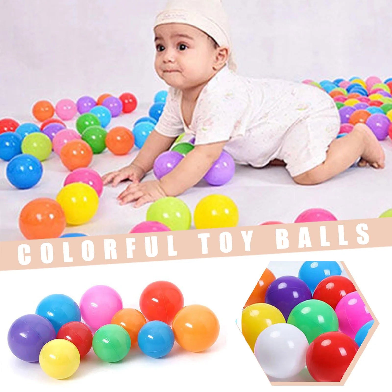 100PCS Outdoor Sport Ball Colorful Soft Water Swim Pool Ocean Wave Ball Baby Eco-Friendly Stress Air Ball Tent Toys for Children - Slobuy