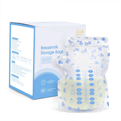 100Pcs Breast Milk Storage Fresh Bags 240ML Safe BPA Free Milk Storage & Freezing Bag Container for Baby Infants Newborn - Slobuy