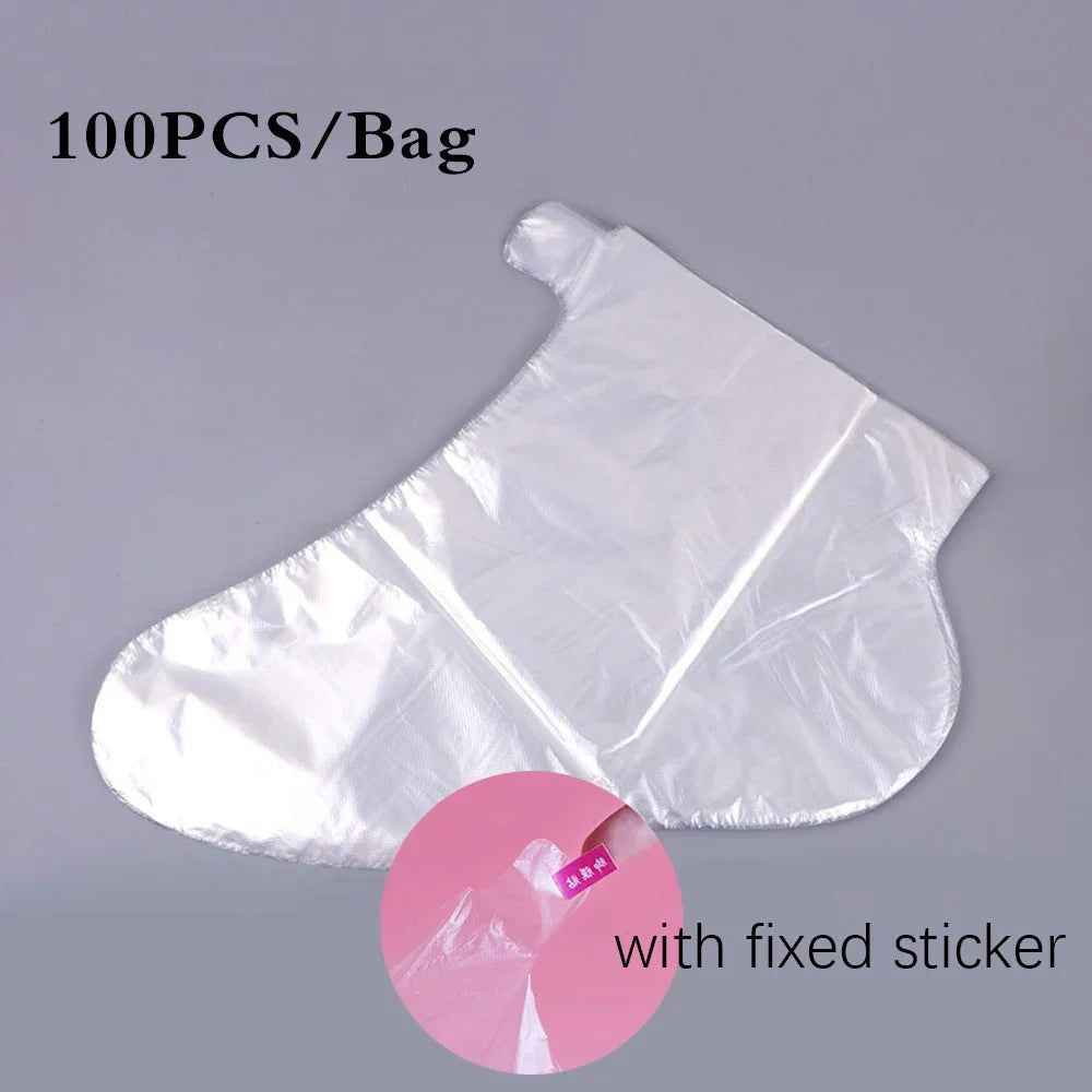 100Pcs Transprent Disposable Foot Bags Detox SPA Covers PE Plastic Foot Film Prevent Infection Chapped Feet Care Pedicure Tools - Slobuy