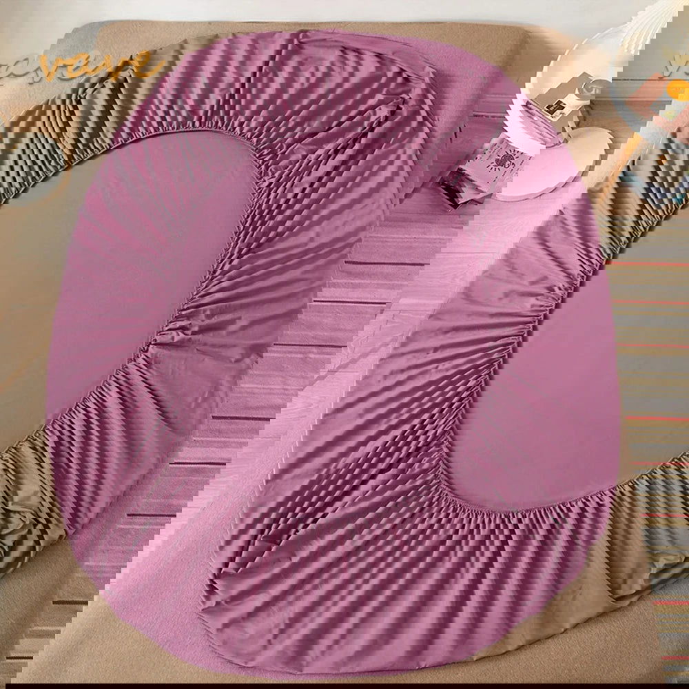 100% Cotton Fitted Bed Sheet with Elastic Band Solid Color Anti-slip Adjustable Mattress Cover for Single Double King Queen Bed - Slobuy