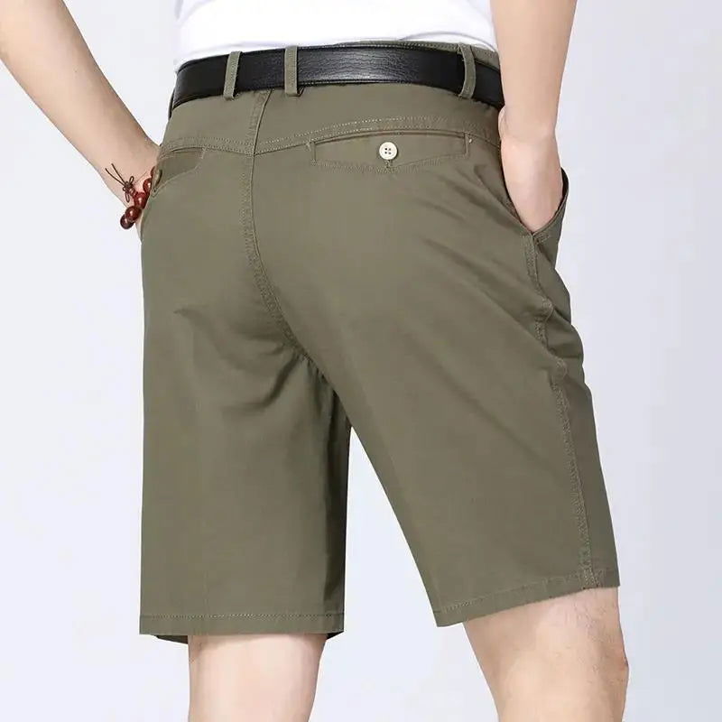 100% Cotton Shorts Men Knee Length Boardshorts Classic Brand Comfortable Clothing Beach Shorts Male Short Trousers - Slobuy