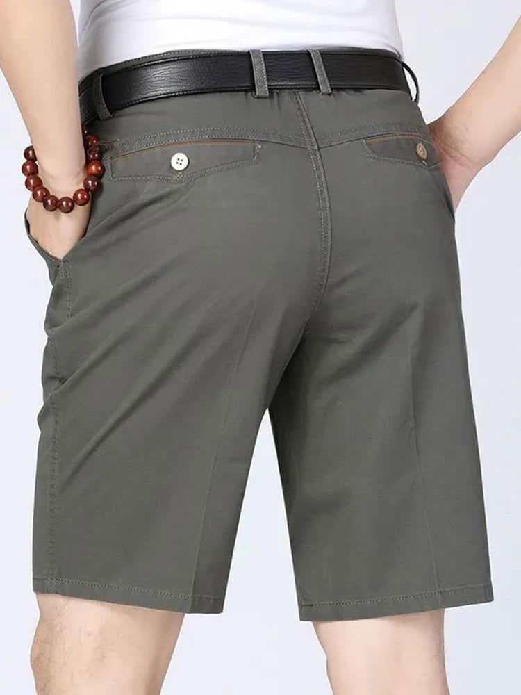 100% Cotton Shorts Men Knee Length Boardshorts Classic Brand Comfortable Clothing Beach Shorts Male Short Trousers - Slobuy
