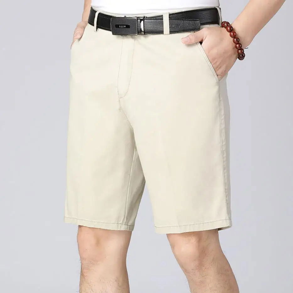 100% Cotton Shorts Men Knee Length Boardshorts Classic Brand Comfortable Clothing Beach Shorts Male Short Trousers - Slobuy