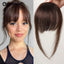 100% Human Hair Bangs Natural Brown Wispy Bang Hair Clip in Bangs Fringe with Temples Hairpiece for Women Clip on Air Bang 4.5in - Slobuy