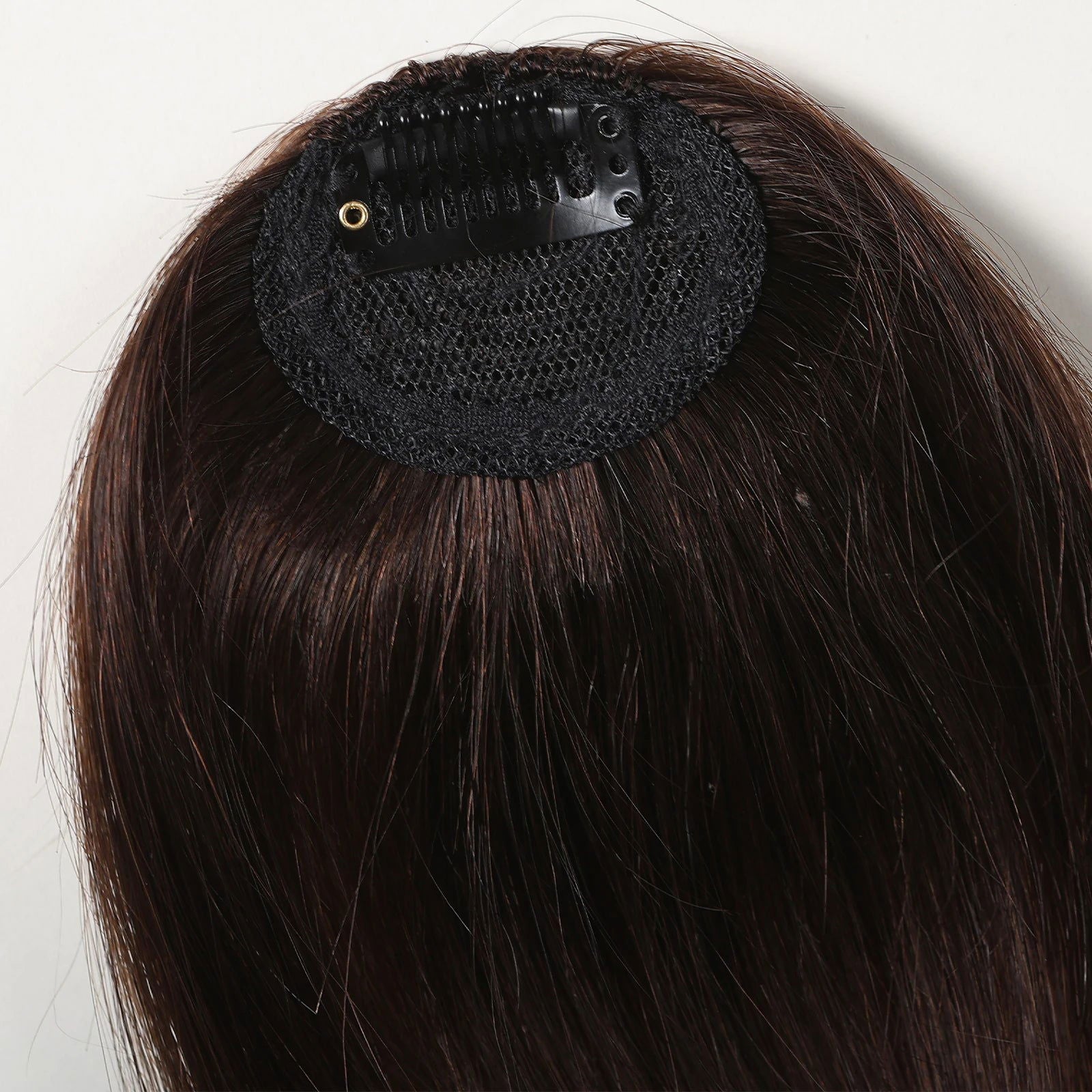 100% Human Hair Bangs Natural Brown Wispy Bang Hair Clip in Bangs Fringe with Temples Hairpiece for Women Clip on Air Bang 4.5in - Slobuy